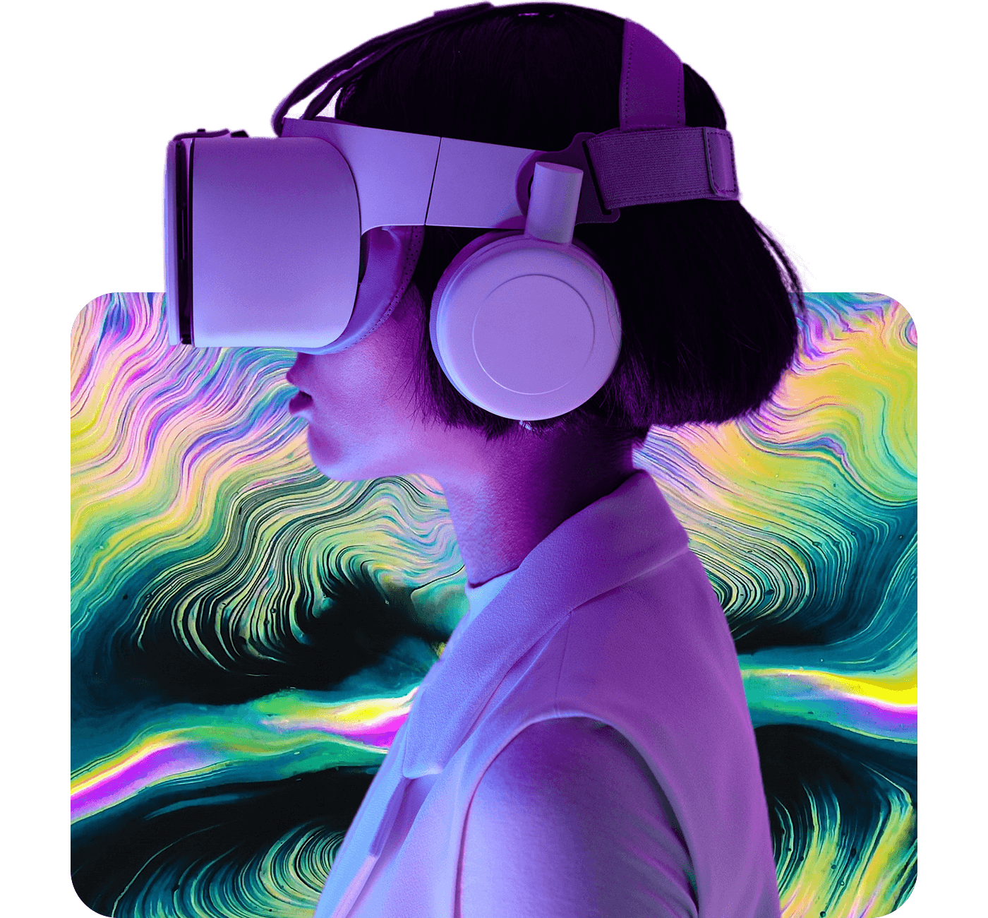 Woman using VR headset